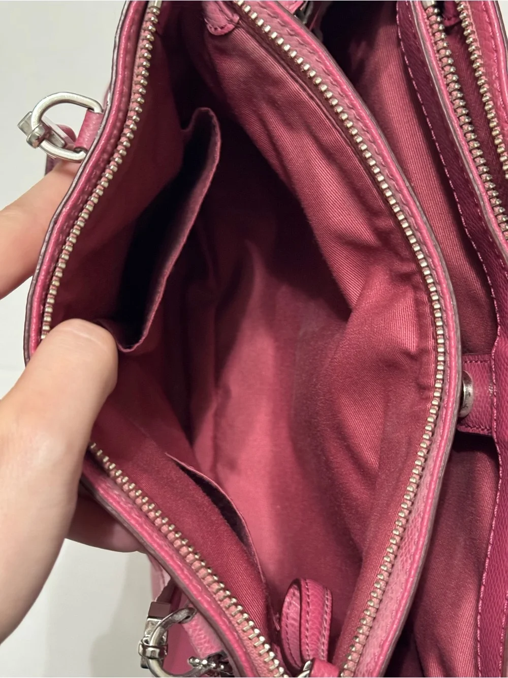 Coach Christie Carryall Crossgrain Leather Pink Satchel Handbag